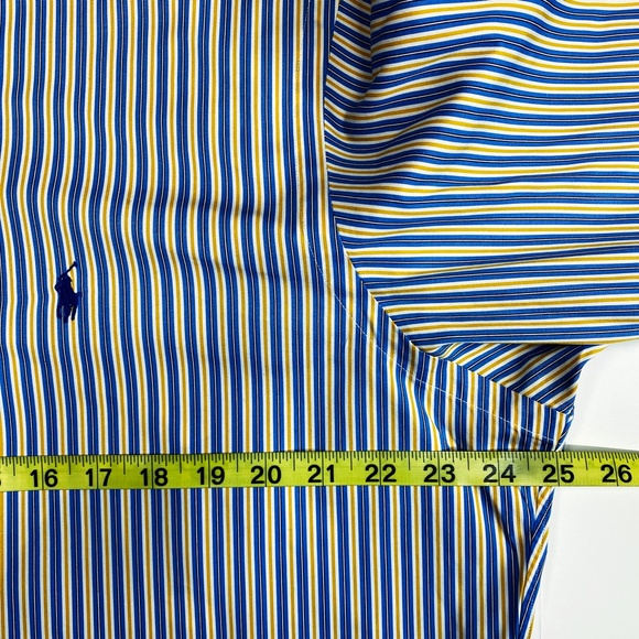 Blue/Yellow * Striped Polo Ralph Lauren Long Sleeve Classic Button Down - 16.5 - Picture 3 of 6